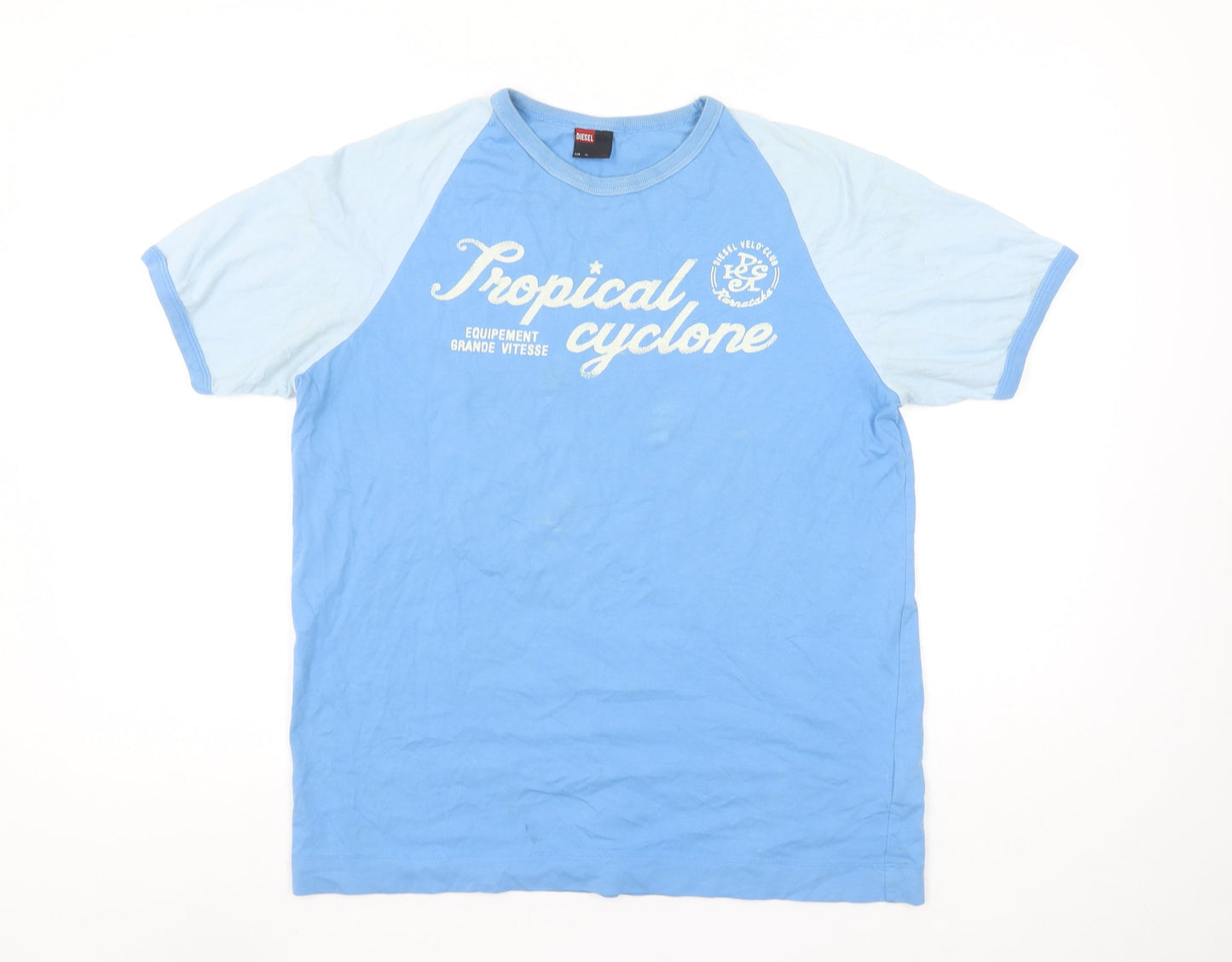 Diesel Womens Blue XL Raglan Sleeve Cotton T-Shirt