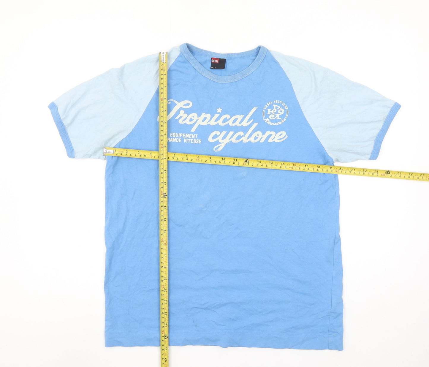 Diesel Womens Blue XL Raglan Sleeve Cotton T-Shirt