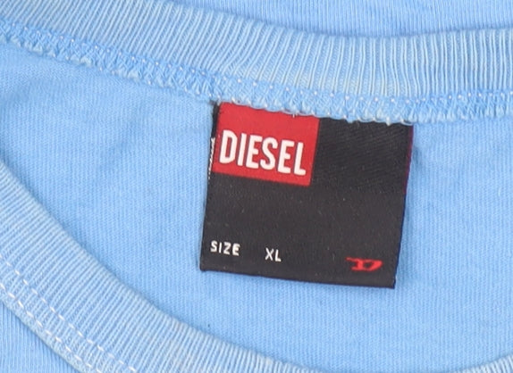 Diesel Womens Blue XL Raglan Sleeve Cotton T-Shirt