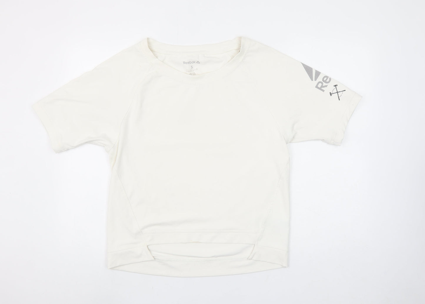 Reebok Womens Beige Short Sleeve Crew Neck Active T-Shirt Size S