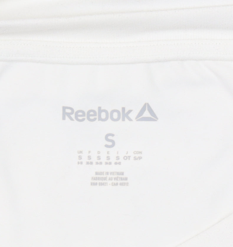Reebok Womens Beige Short Sleeve Crew Neck Active T-Shirt Size S