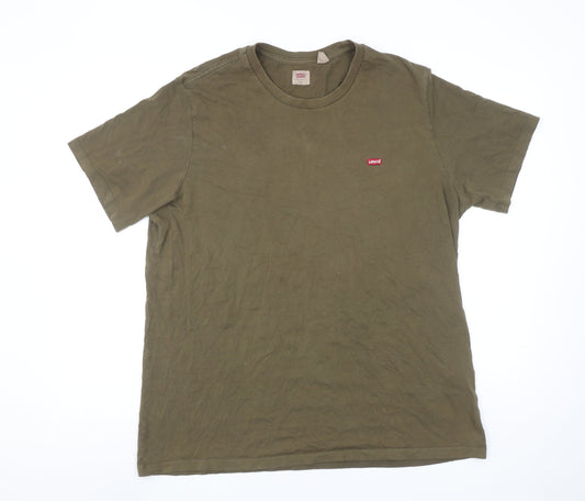 Levi's Men's Khaki Green Crew Neck Cotton T-Shirt XL Classic Fit