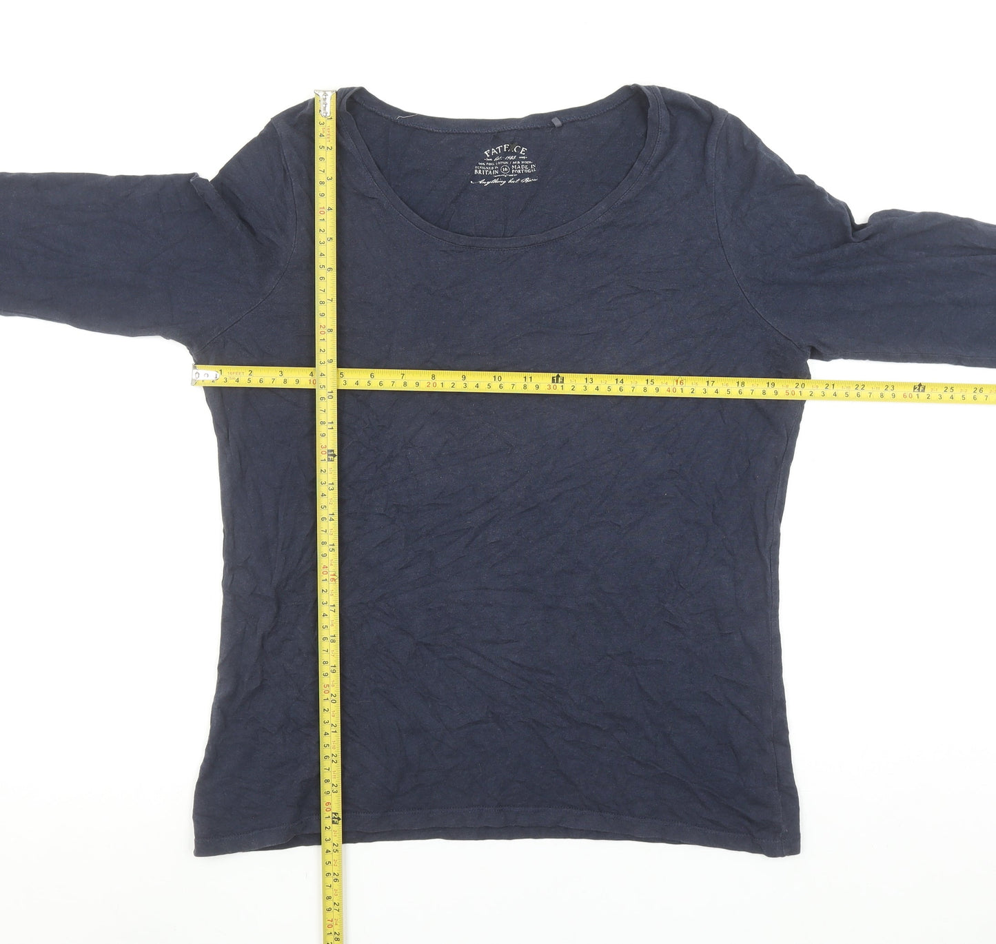 FatFace Women’s Blue 3/4 Sleeve Cotton Modal Basic T-Shirt Size 16