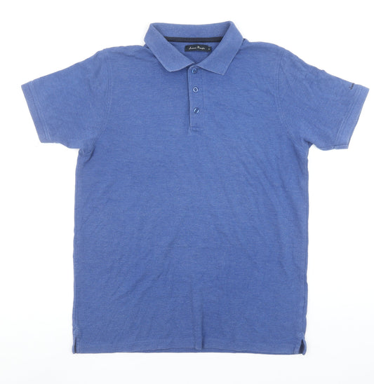 James Pringle Men's Blue Cotton Short Sleeve Polo Shirt M