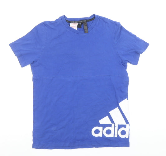 Adidas Boys Blue Logo Short Sleeve Cotton Sports T-Shirt 8-9 Years