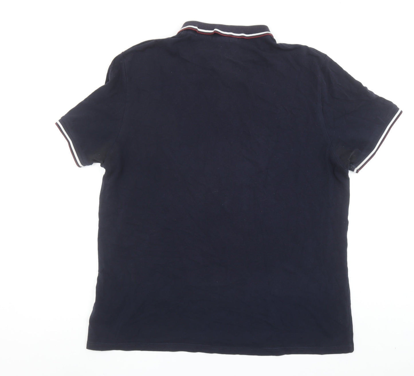 Admiral Men’s Navy Blue Cotton Polo Shirt L Short Sleeve Classic Fit