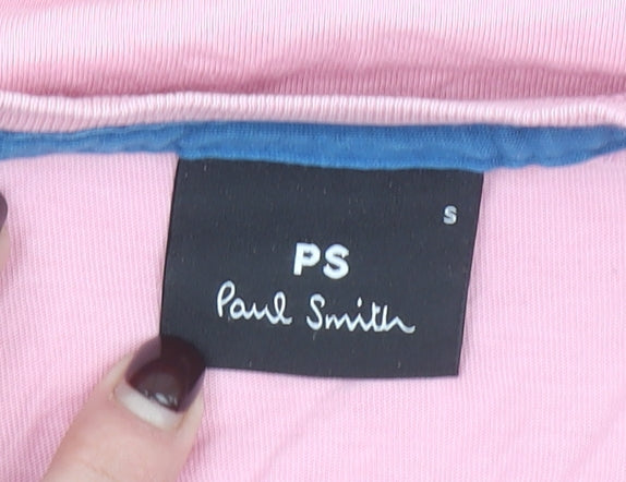 Paul Smith Men Pink Zebra Graphic Crew Neck Cotton T-Shirt Size S