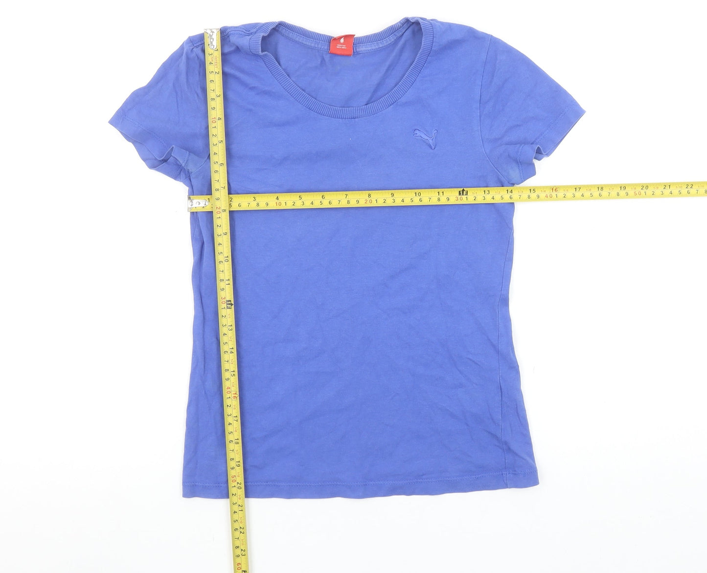 Puma Women's Blue Slim Fit Cotton T-Shirt Size 8
