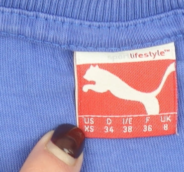 Puma Women's Blue Slim Fit Cotton T-Shirt Size 8