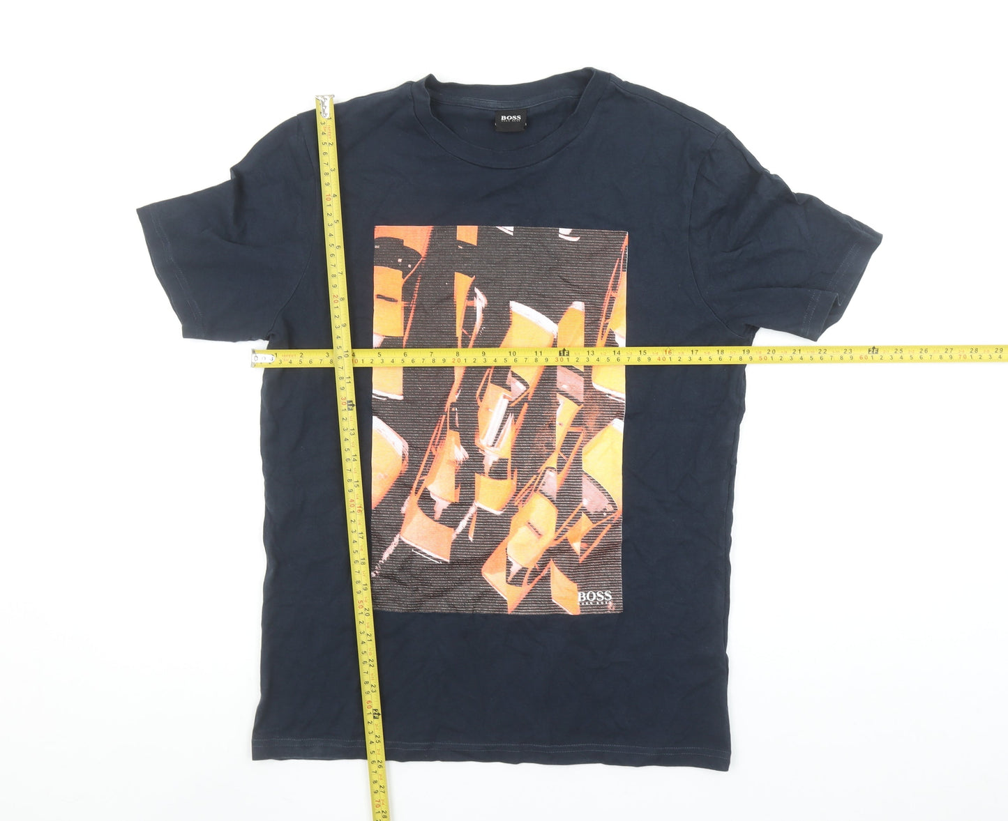 Hugo Boss Men's Navy Graphic Print Cotton T-Shirt Size S