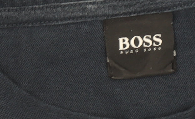 Hugo Boss Men's Navy Graphic Print Cotton T-Shirt Size S