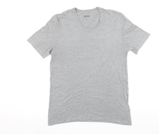 Hugo Boss Men's Grey Cotton Crew Neck Short Sleeve T-Shirt M