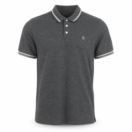 Original Penguin Men's Grey Slim Fit Short Sleeve Polo Shirt M