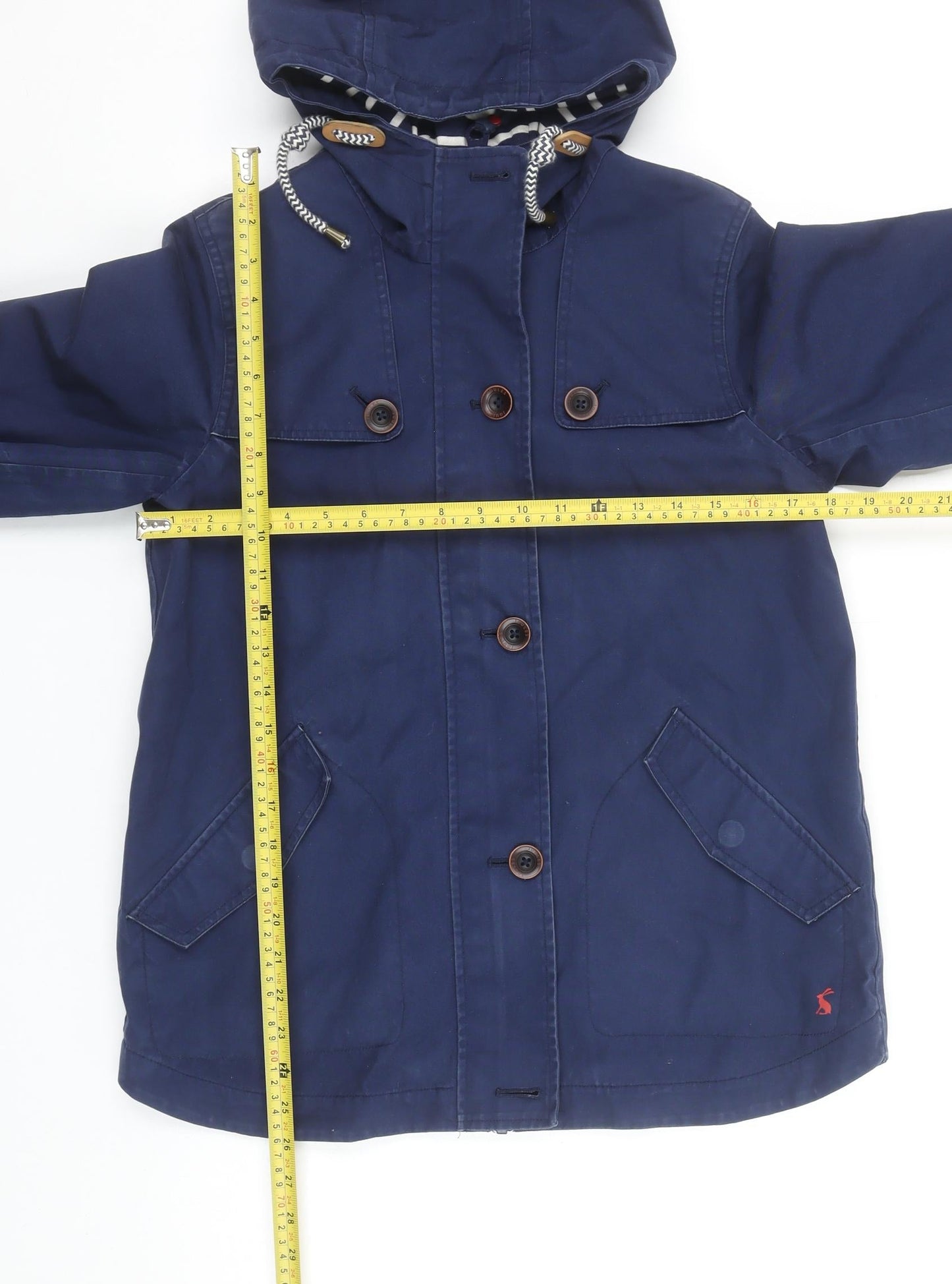 Joules Women's Blue Hooded Waterproof Rain Coat Jacket Size 10