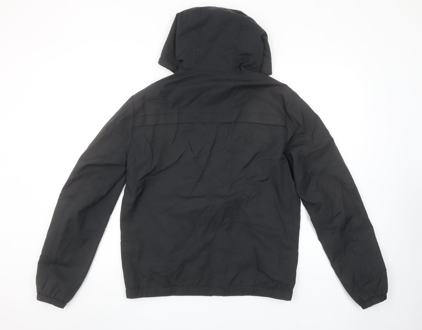 River Island Men's Black Hooded Windbreaker Jacket Size S