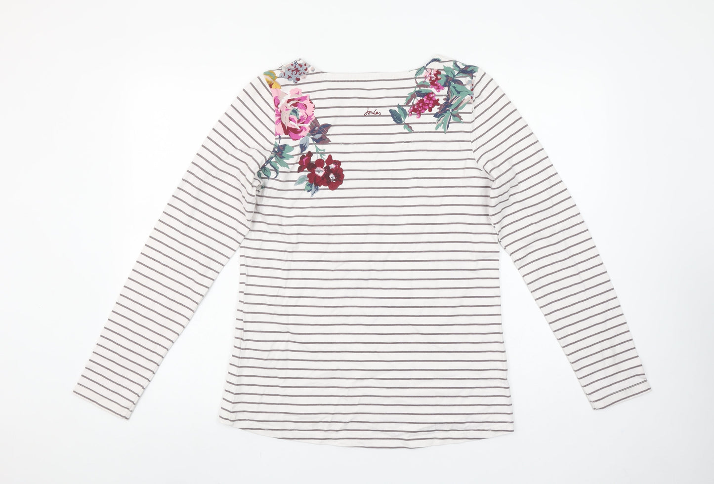 Joules Womens Harbour Floral Stripe Long Sleeve Cotton T-Shirt UK 12