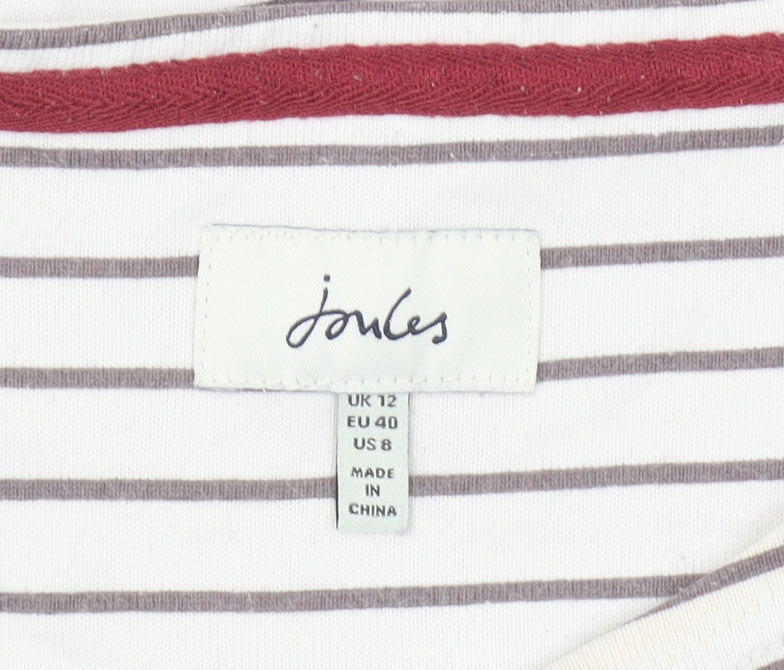 Joules Womens Harbour Floral Stripe Long Sleeve Cotton T-Shirt UK 12