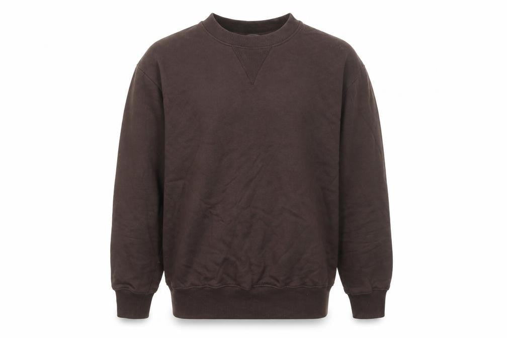 Front view of ASOS DESIGN Men's Brown Crew Neck Cotton Sweatshirt, size S