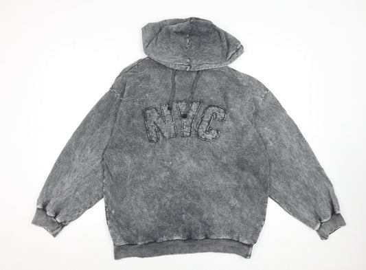 Boohoo Womens Grey NYC Hoodie UK 8 Pullover Long Sleeve Casual