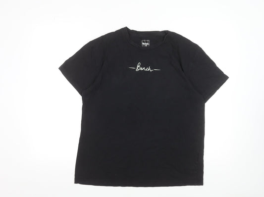 Bench Womens Black Cotton Crew Neck Short Sleeve T-Shirt UK 12