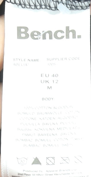 Bench Womens Black Cotton Crew Neck Short Sleeve T-Shirt UK 12