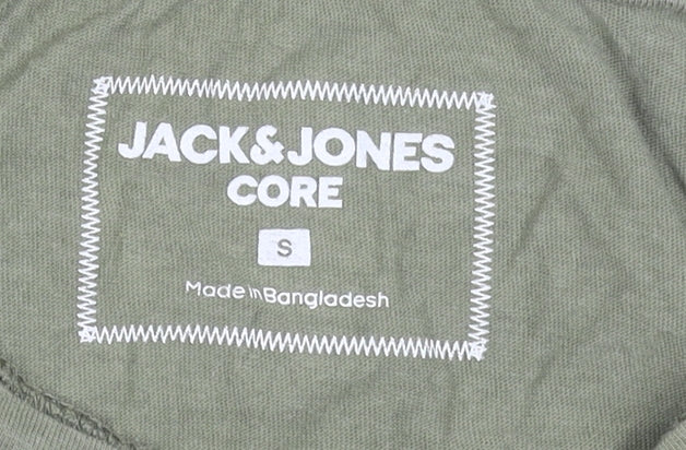 Jack & Jones Men's Green Graphic Print Cotton T-Shirt Size S
