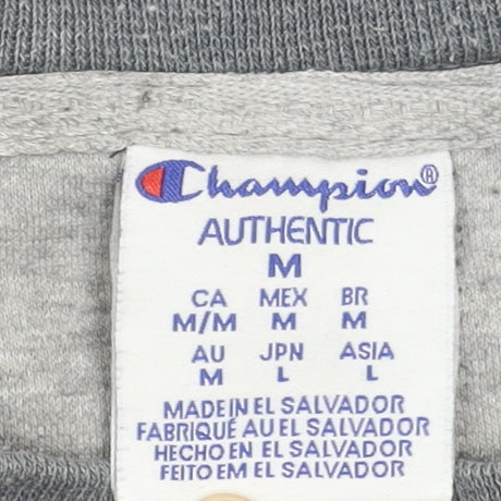Champion Men's Grey Pullover Sweatshirt Size M Crew Neck Logo