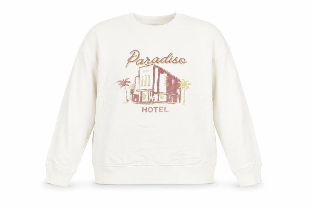 Marks and Spencer Women Beige Paradiso Graphic Cotton Sweatshirt Medium