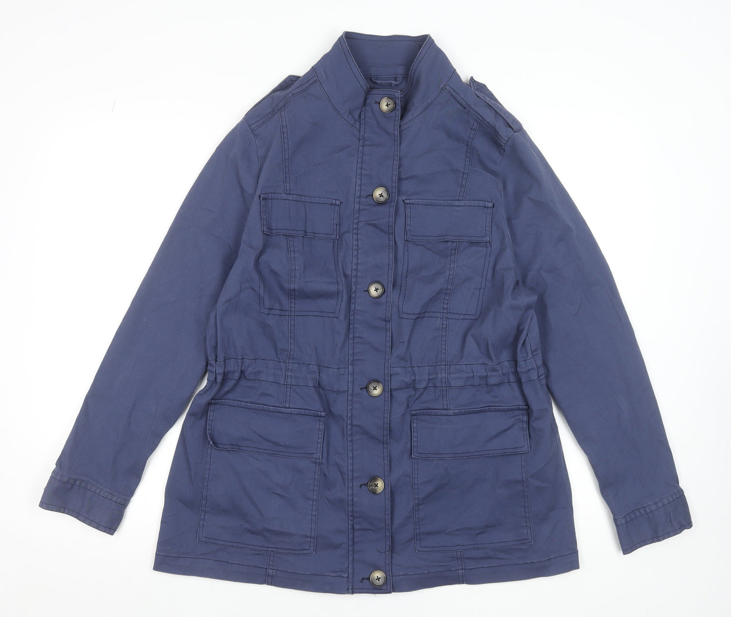 JD Williams Women's Blue Cotton Military Jacket Size 16