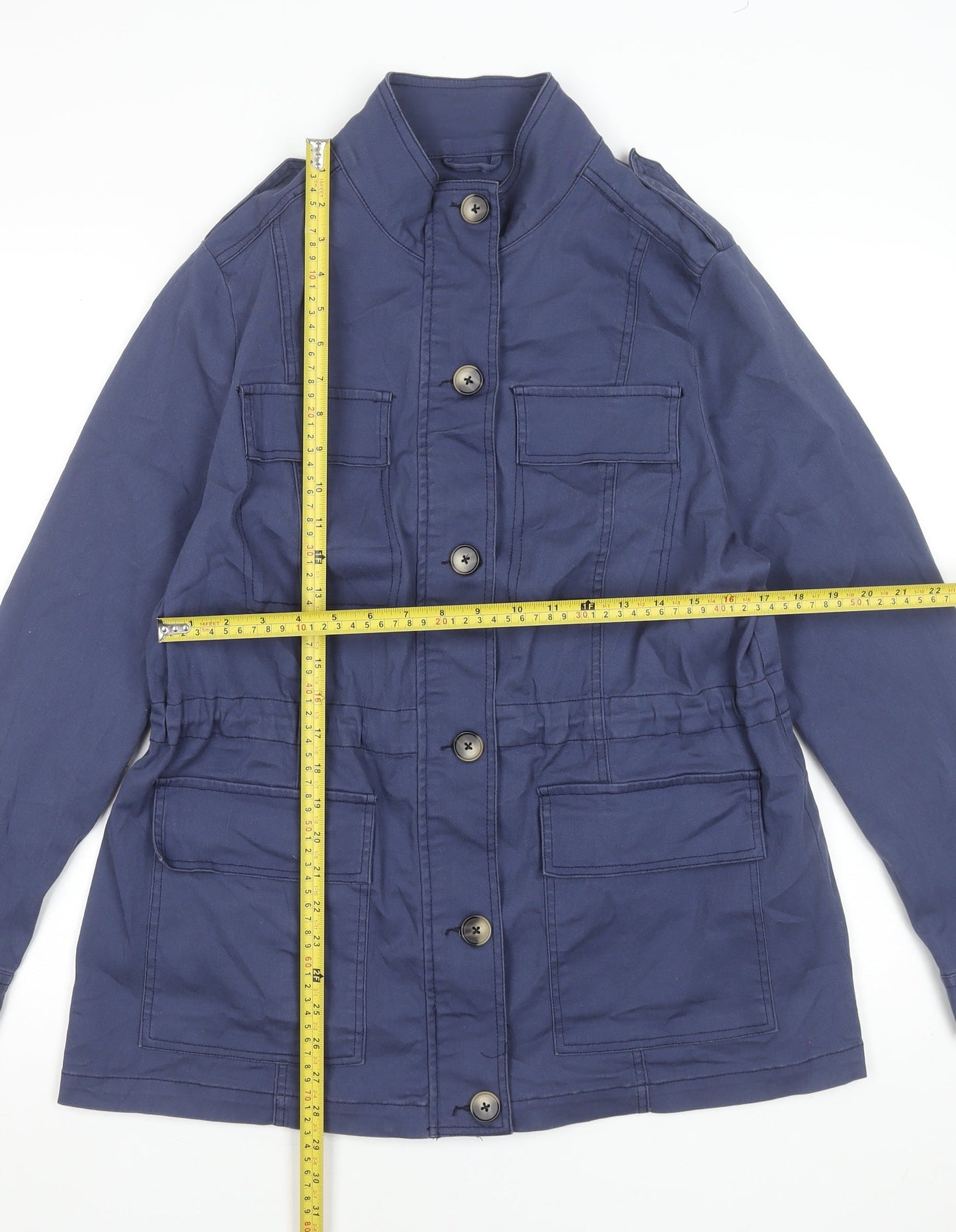 JD Williams Women's Blue Cotton Military Jacket Size 16