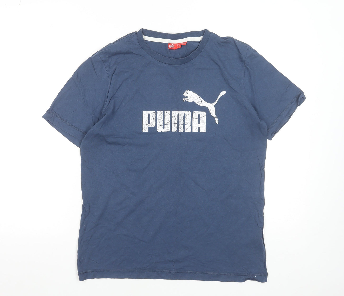 Puma Men's Blue Small Crew Neck Graphic Logo Sports T-Shirt