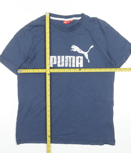 Puma Men's Blue Small Crew Neck Graphic Logo Sports T-Shirt