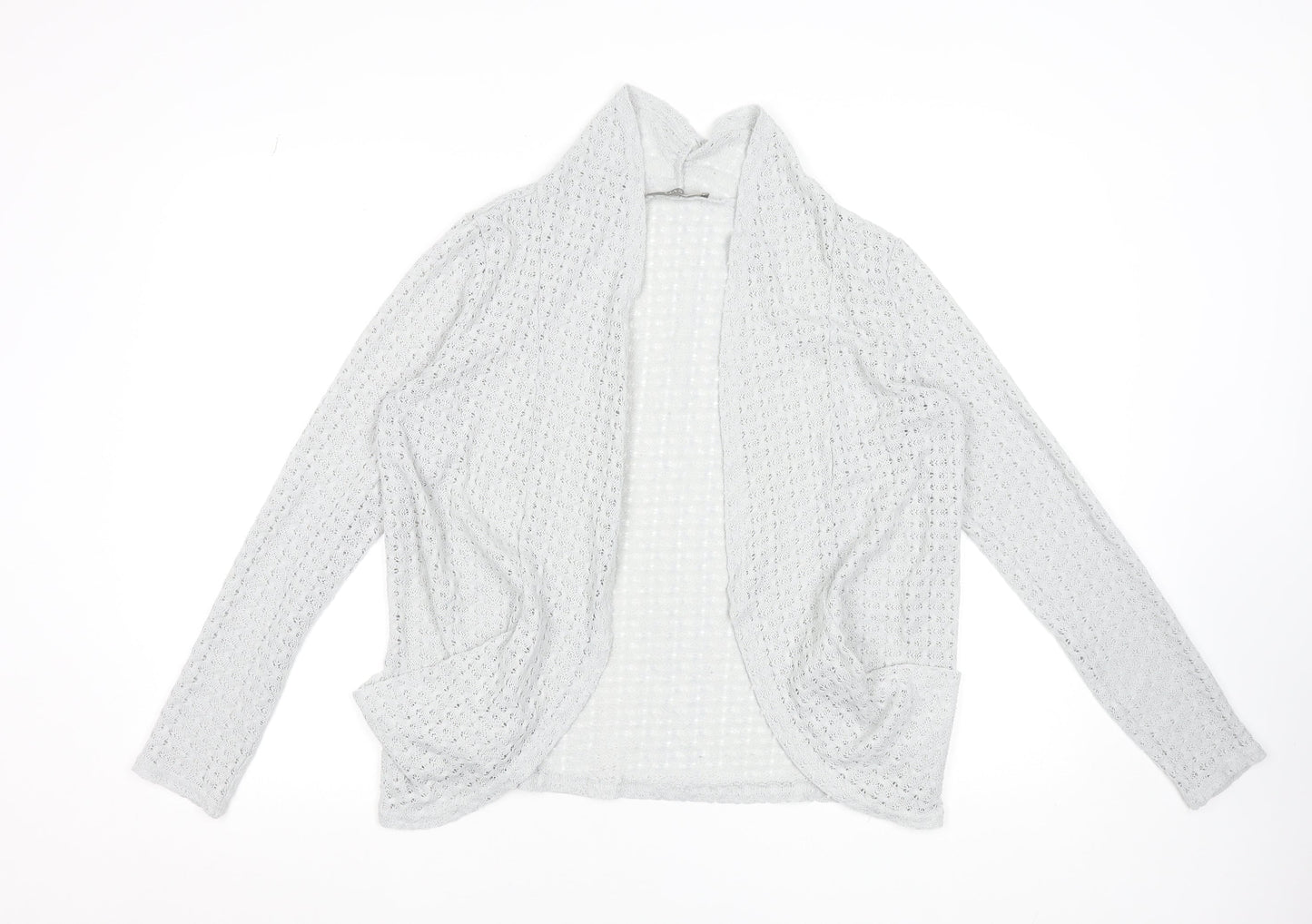 Oasis Women's Grey Open-Knit Long Sleeve Cardigan Size 12