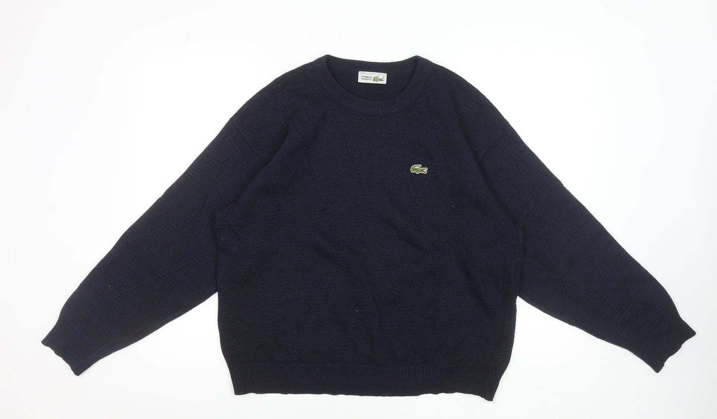 Lacoste Men's Blue Cable-Knit Wool Blend Pullover Jumper L
