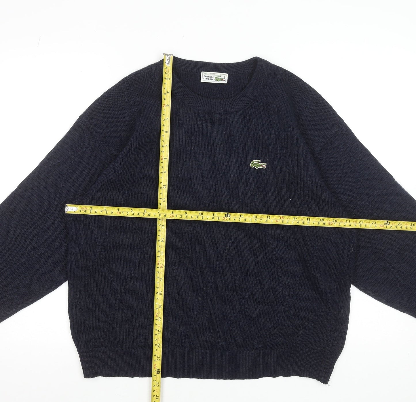 Lacoste Men's Blue Cable-Knit Wool Blend Pullover Jumper L