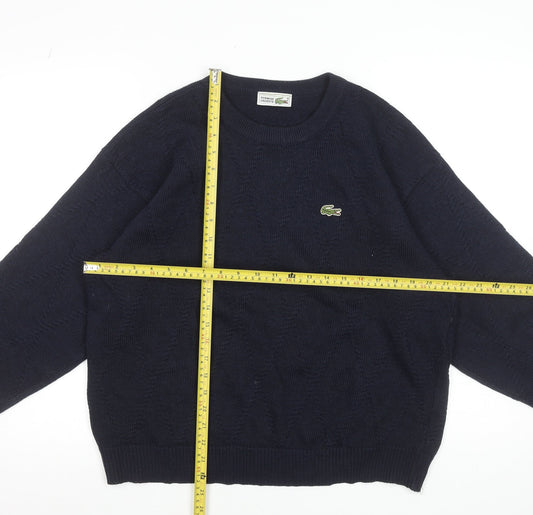 Lacoste Men's Blue Cable-Knit Wool Blend Pullover Jumper L