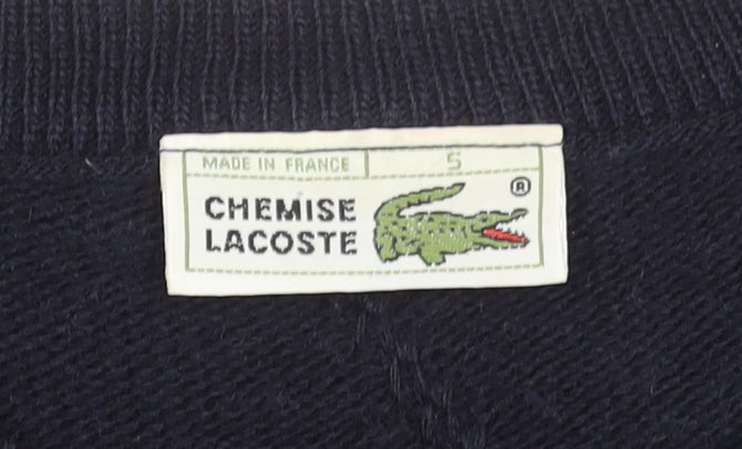 Lacoste Men's Blue Cable-Knit Wool Blend Pullover Jumper L