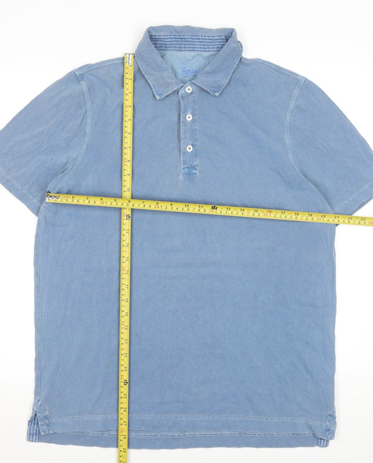 Boden Men's Blue Cotton Short Sleeve Polo Shirt Size L