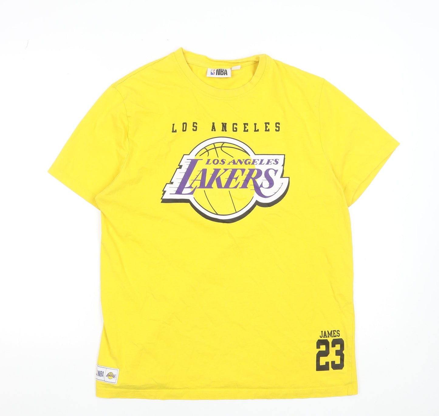 NBA Los Angeles Lakers Mens Yellow Cotton T-Shirt L James 23
