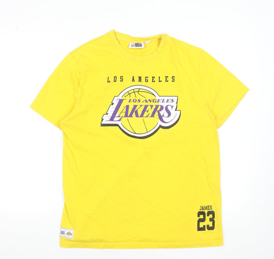 NBA Los Angeles Lakers Mens Yellow Cotton T-Shirt L James 23