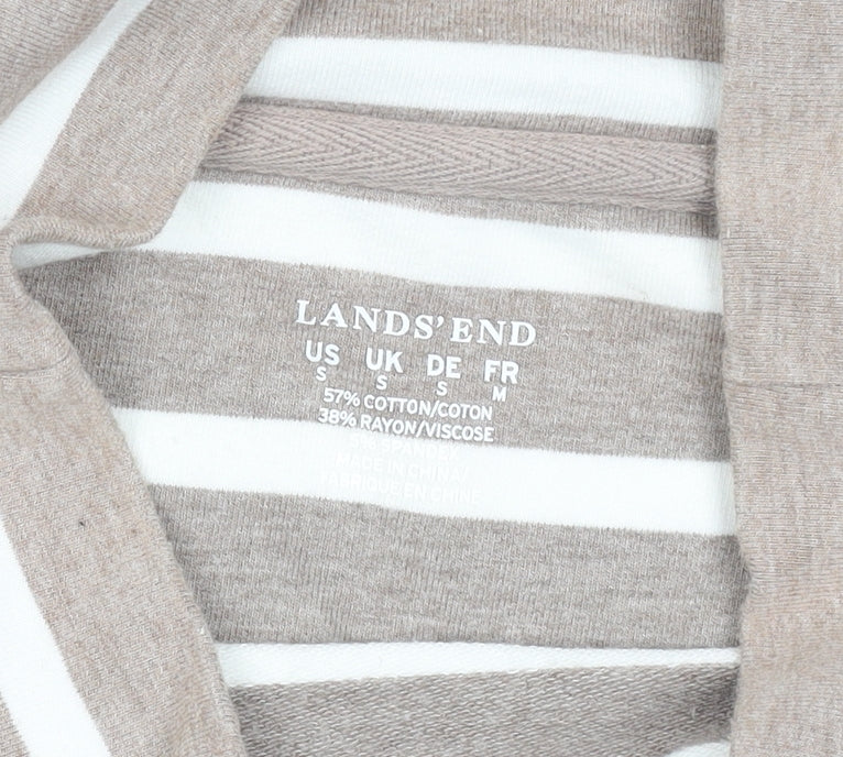 Lands' End Women's Beige Striped Roll Neck Long Sleeve Top Size S