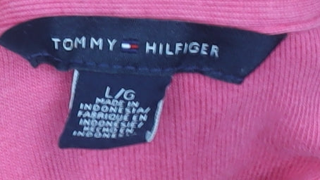 Tommy Hilfiger Women’s Pink Cotton Short Sleeve Polo Shirt Size L