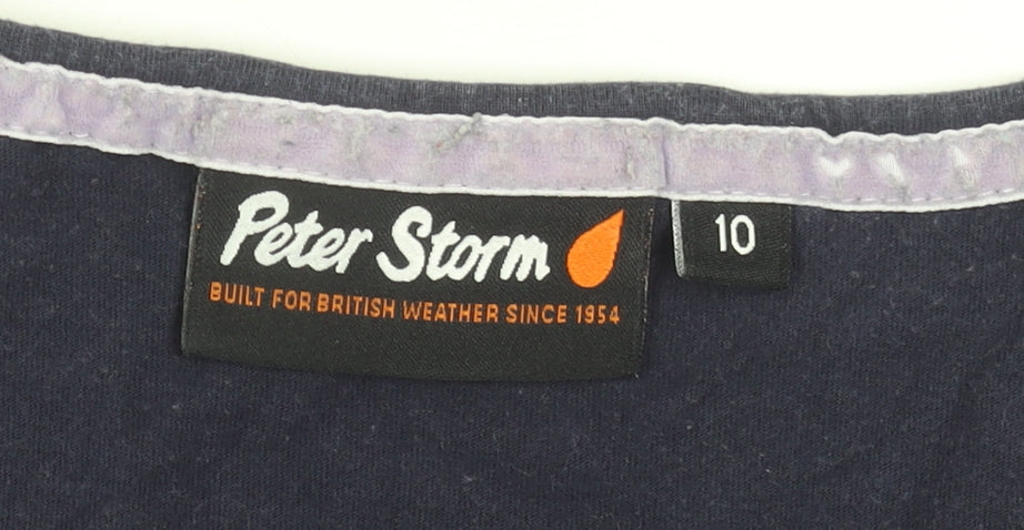 Peter Storm Women's Blue Floral Embroidered Cotton T-Shirt Size 10