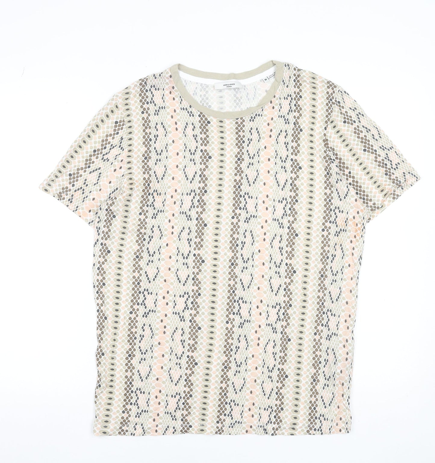 Jack & Jones Men’s Beige Snake Print Short Sleeve Viscose T-Shirt M