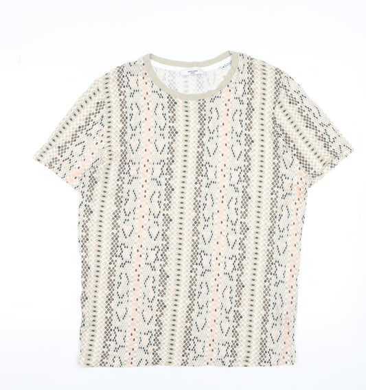 Jack & Jones Men’s Beige Snake Print Short Sleeve Viscose T-Shirt M