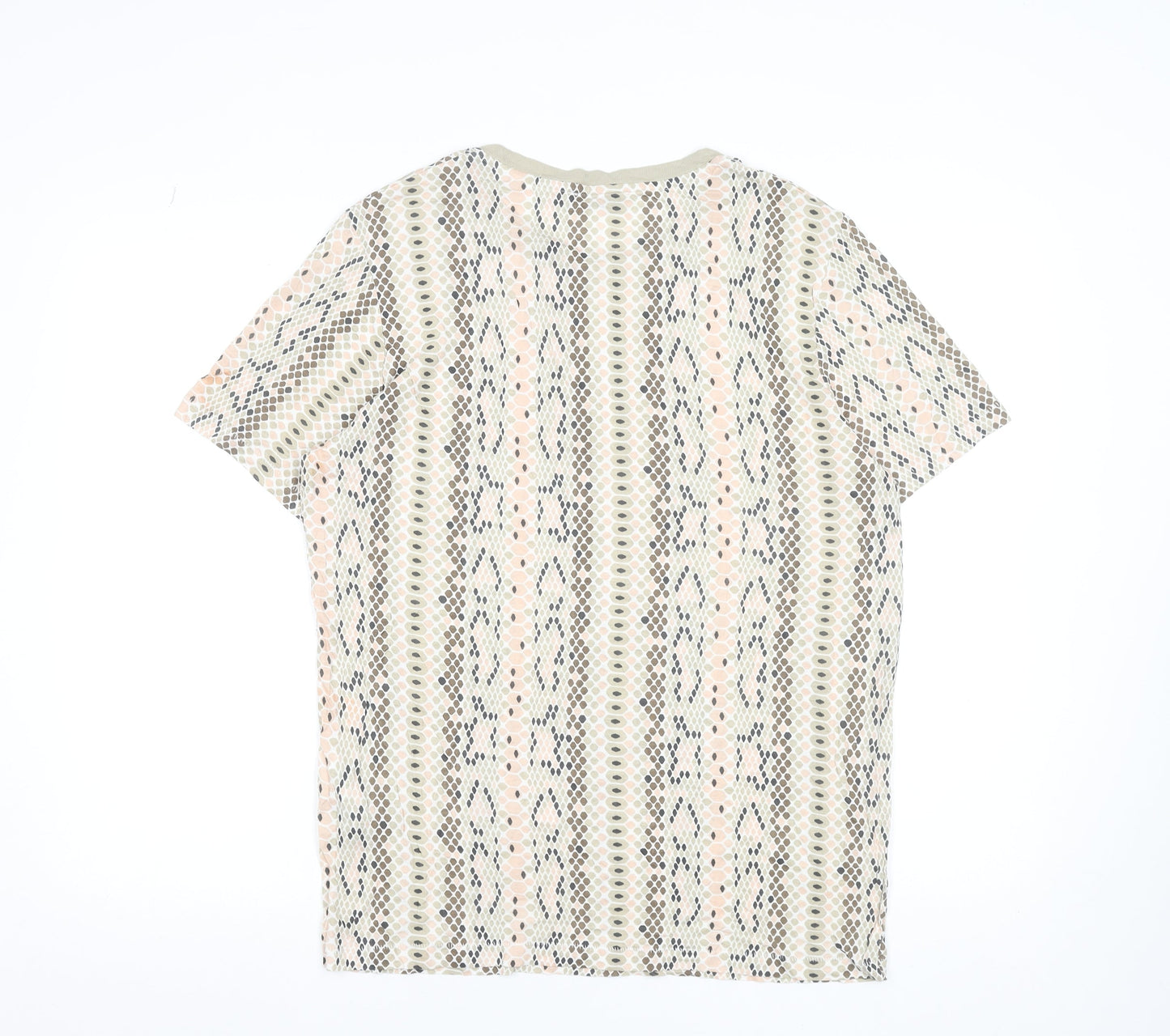 Jack & Jones Men’s Beige Snake Print Short Sleeve Viscose T-Shirt M