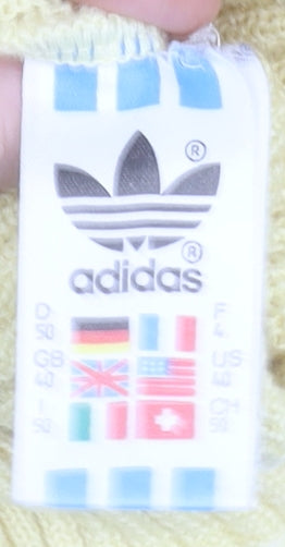 Adidas Mens Yellow Wool Blend Vintage Rib Knit Pullover Jumper L