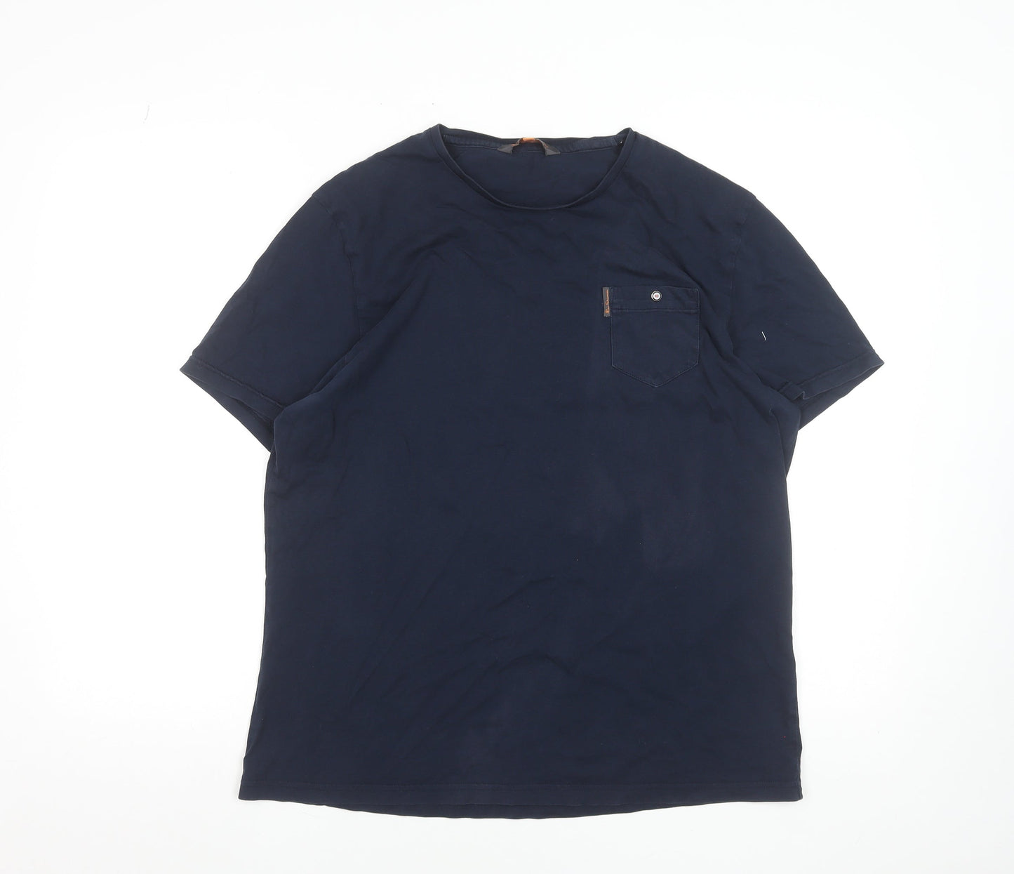 Ben Sherman Men's Blue L Crew Neck Pocket T-Shirt 100% Cotton