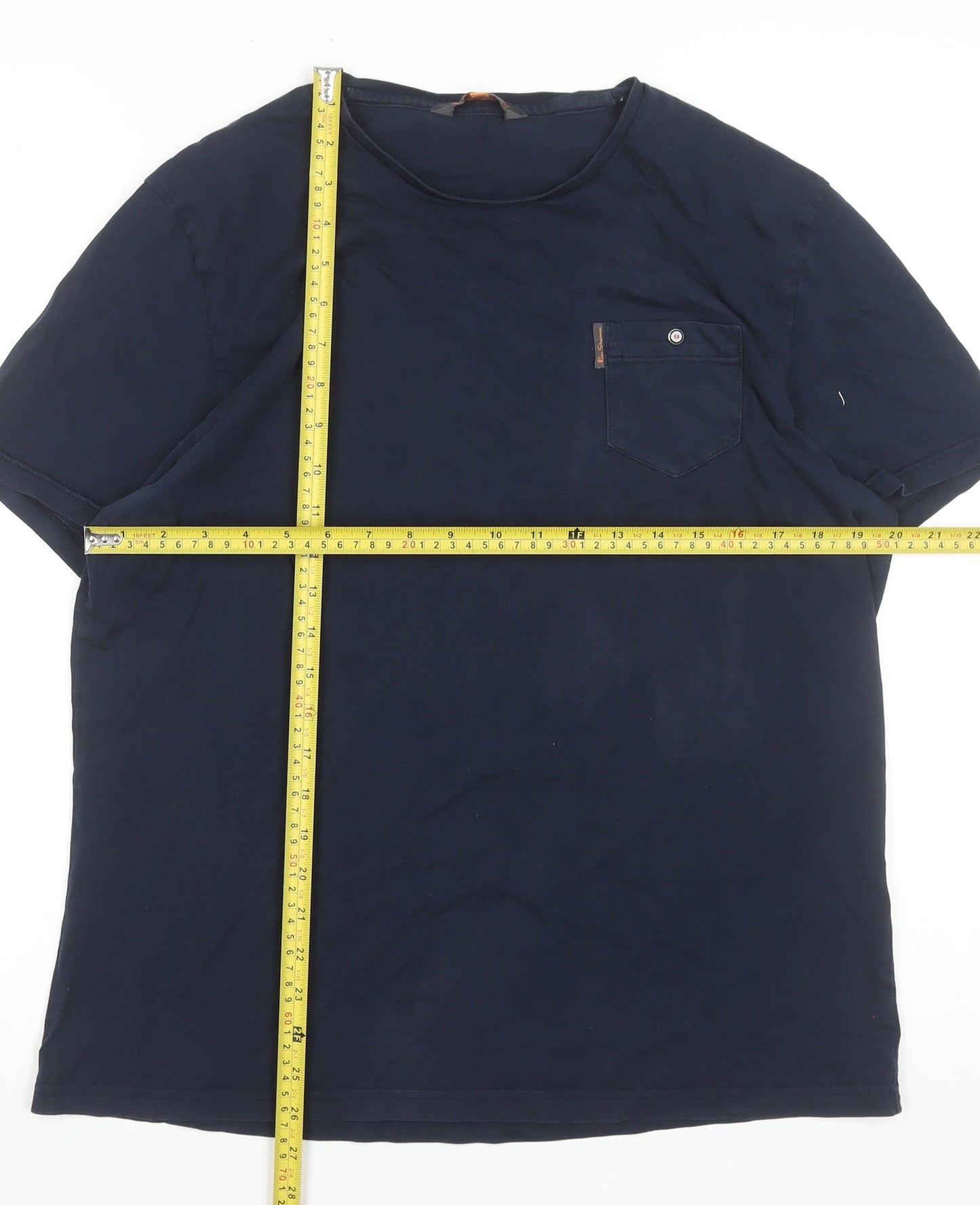 Ben Sherman Men's Blue L Crew Neck Pocket T-Shirt 100% Cotton