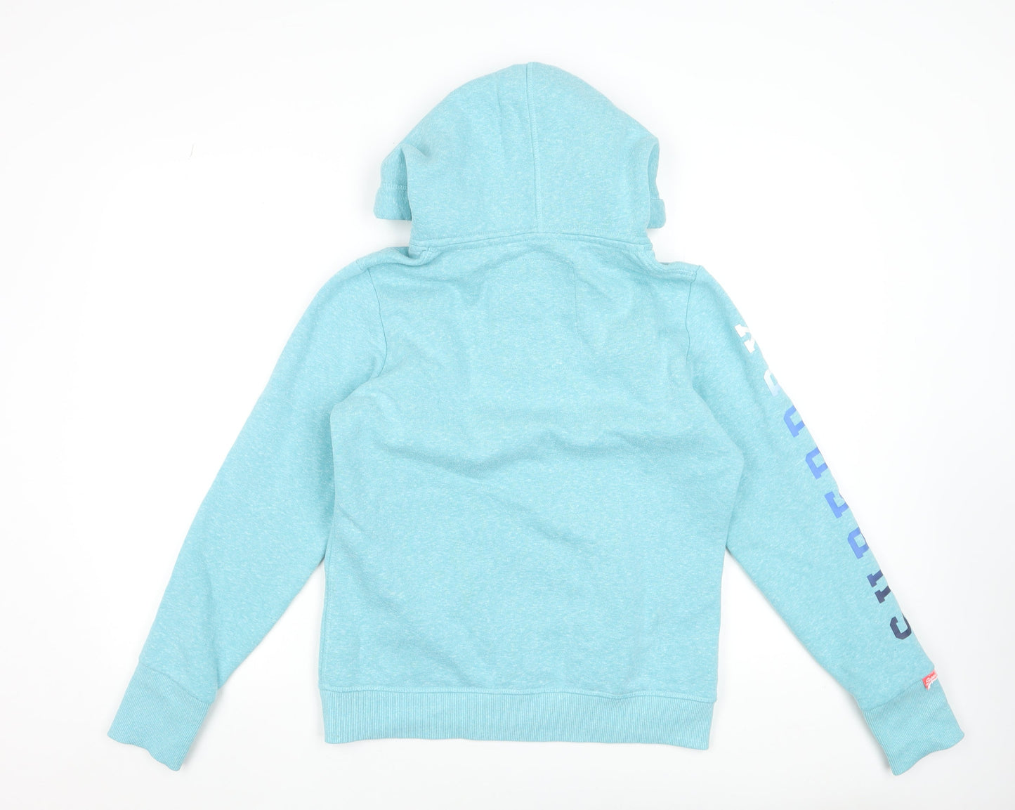 Superdry Women’s Blue Full Zip Hoodie Size 14 L Track & Field Print